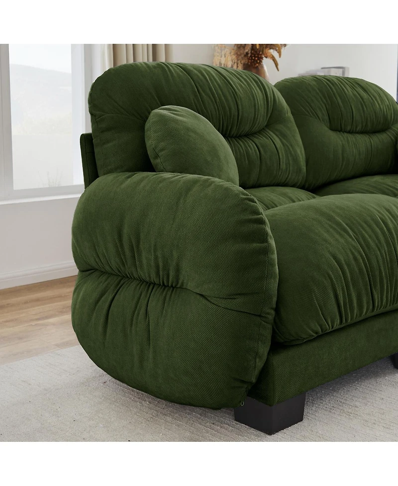 Streamdale Furniture Pleated Chenille 2-Seater Modular Sofa with 2 Ottomans and Pillows