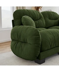 Streamdale Furniture Pleated Chenille 2-Seater Modular Sofa with 2 Ottomans and Pillows
