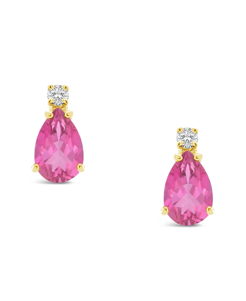 Pink Topaz (1 ct. t.w.) and Diamond Accent Stud Earrings 14K Yellow Gold or White