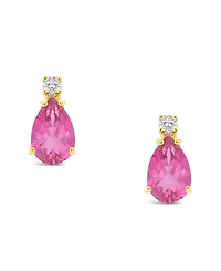 Pink Topaz (1 ct. t.w.) and Diamond Accent Stud Earrings 14K Yellow Gold or White