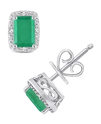 Emerald (1-1/3 ct. t.w.) and Diamond Accent Stud Earrings in Sterling Silver
