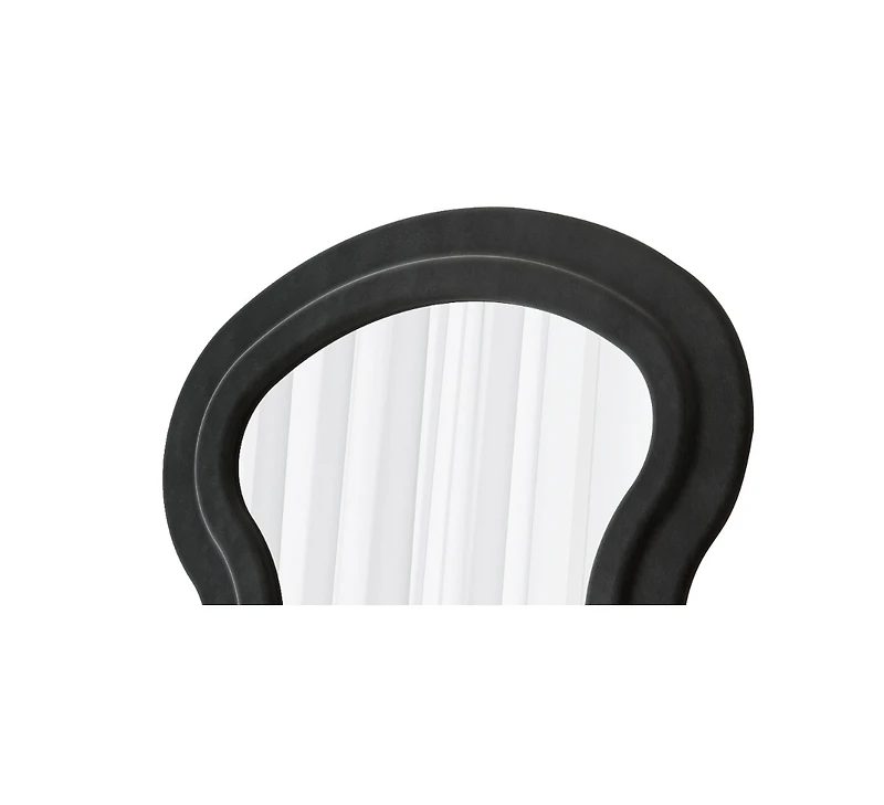 Midola Flannel Full Length Wave Black Floor Mirror with Stand for Bedroom Living Room Hanging or Against The Wall