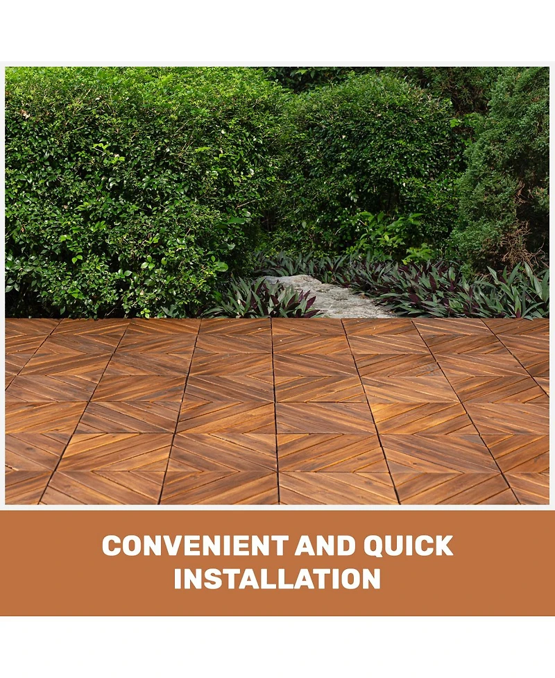 Streamdale Furniture Acacia Wood Interlocking Deck Tiles - Waterproof Outdoor Flooring