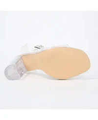 Berness Women's Navi Clear Strap and Block Heel Sandals