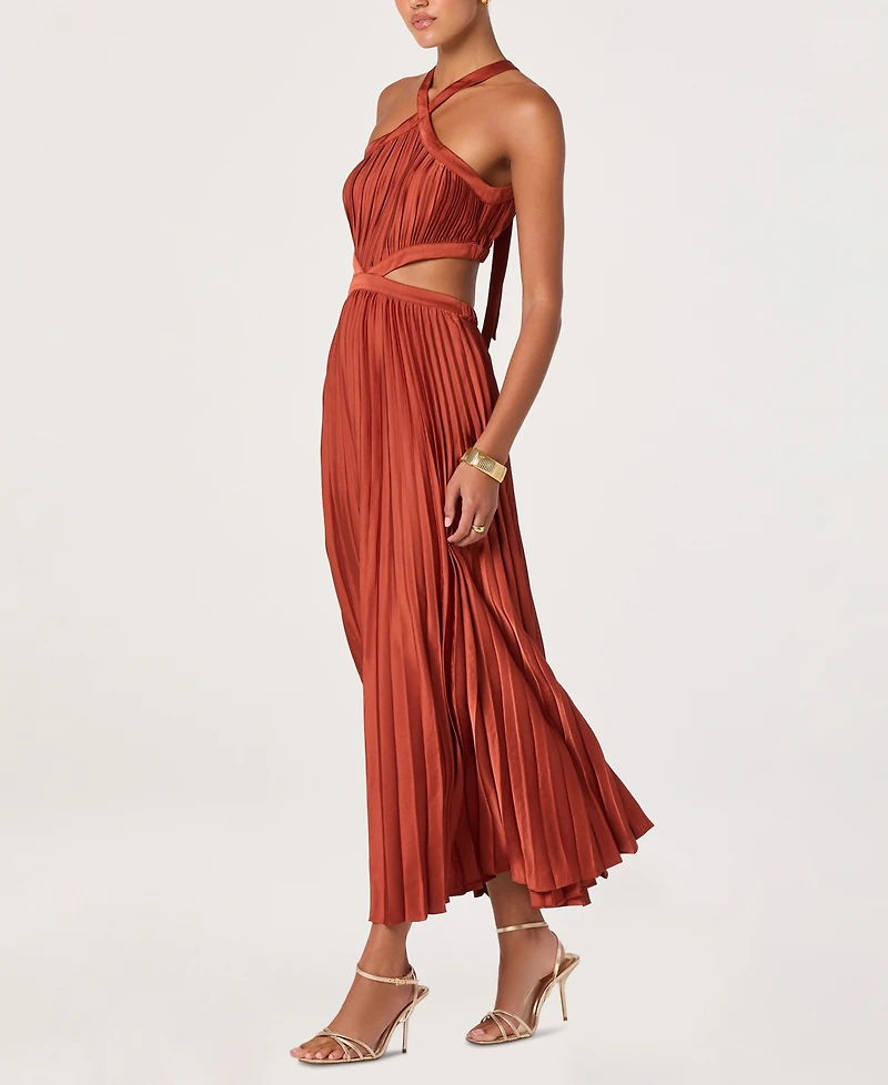 Astr the Label Women's Halter Neck Pleated Midi Dress