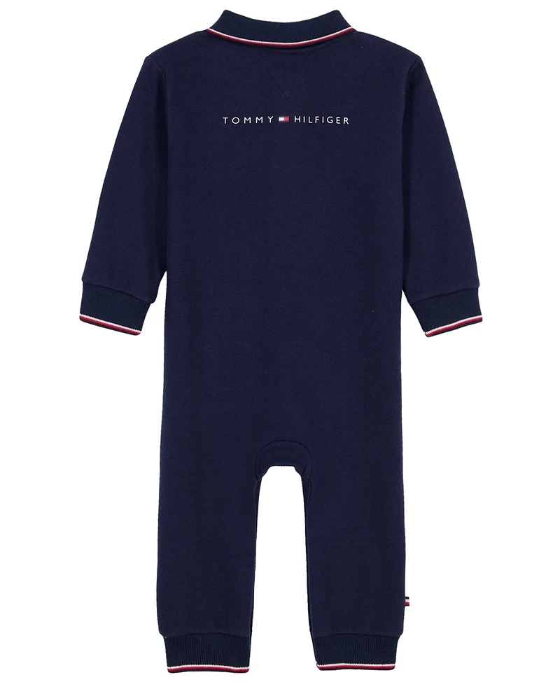 Tommy Hilfiger Baby Boys' Collared Long-Sleeve Button-Placket Knit Coverall