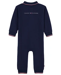 Tommy Hilfiger Baby Boys' Collared Long-Sleeve Button-Placket Knit Coverall