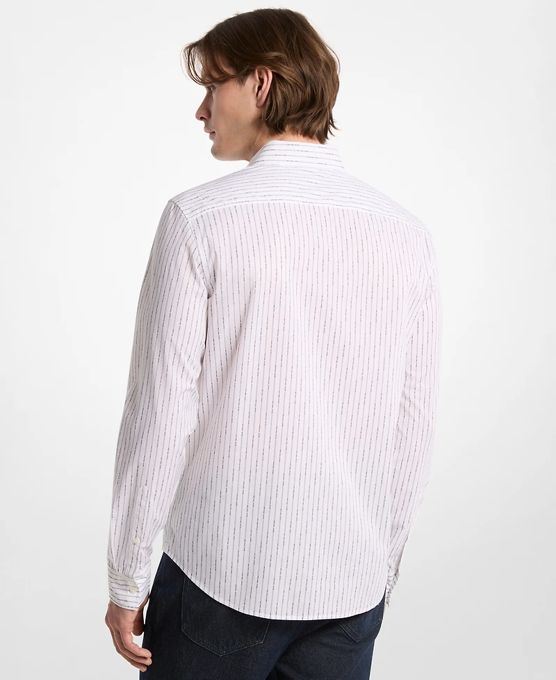 Michael Kors Men's Logo Lettering Pinstripe Long-Sleeve Shirt