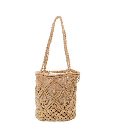 Adornia Fine Women's Natural Raffia Crochet Tote