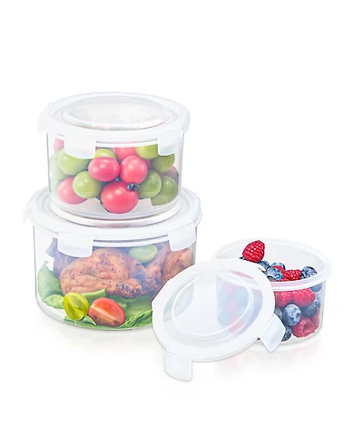 Sorbus 3 Pack Clear Stackable Food Storage Bowls with Airtight Lids for Pantry, Fridge, Mealprep and More