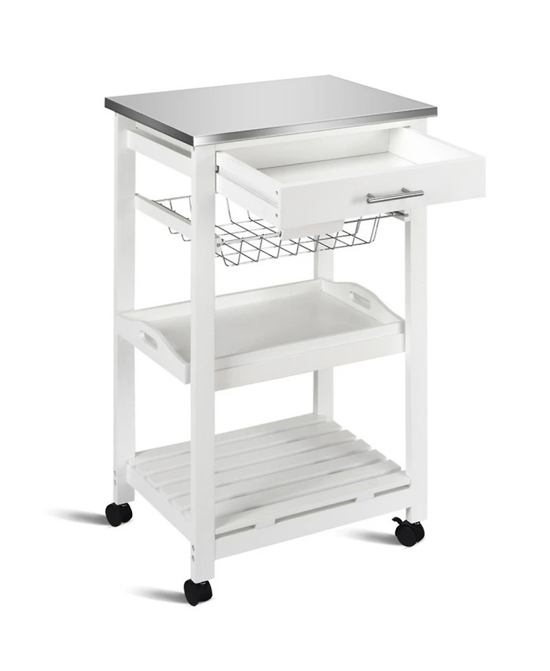 Gouun Rolling Kitchen Island Cart with Stainless Steel Top