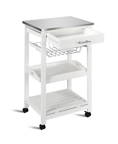Gouun Rolling Kitchen Island Cart with Stainless Steel Top