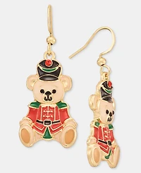 Holiday Lane Christmas Nutcracker Teddy Bear Drop Earrings, Macy's Exclusive