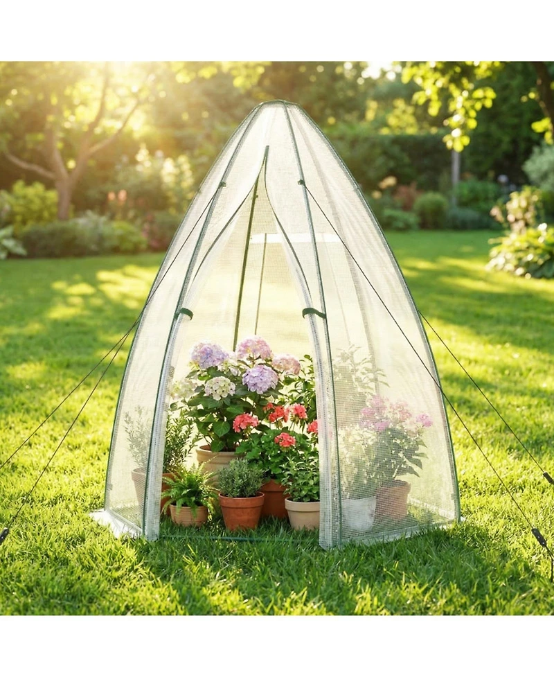 Gouun Portable Walk-In Mini Greenhouse with All-Weather Pe Cover