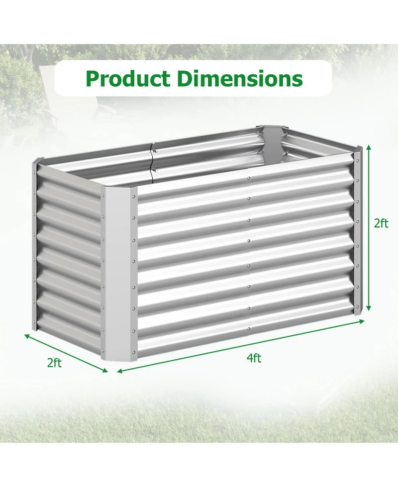 Gouun 4 x 2 x 2 ft Galvanized Steel Raised Garden Bed Planter Box