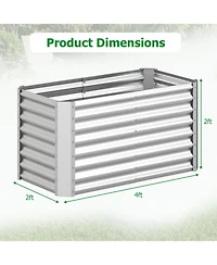 Gouun 4 x 2 x 2 ft Galvanized Steel Raised Garden Bed Planter Box