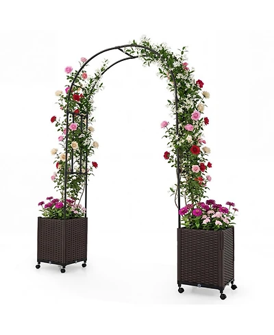 Gouun 91 in Garden Arch Trellis with 2 Self-Watering Planter Boxes