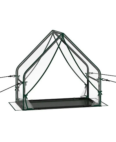 Gouun Mini Greenhouse Metal Frame with Waterproof Bottom Mat and Wind Ropes