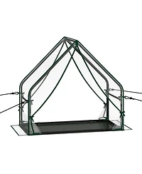 Gouun Mini Greenhouse Metal Frame with Waterproof Bottom Mat and Wind Ropes