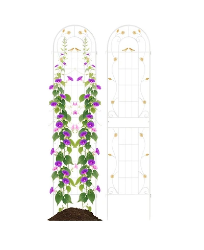Gouun Set of 2 Metal Garden Trellis 86.5 x 20 in with Decorative Bird Pattern