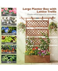 Gouun Wooden Planter Box with Lattice Trellis Raised Garden Bed Privacy Screen