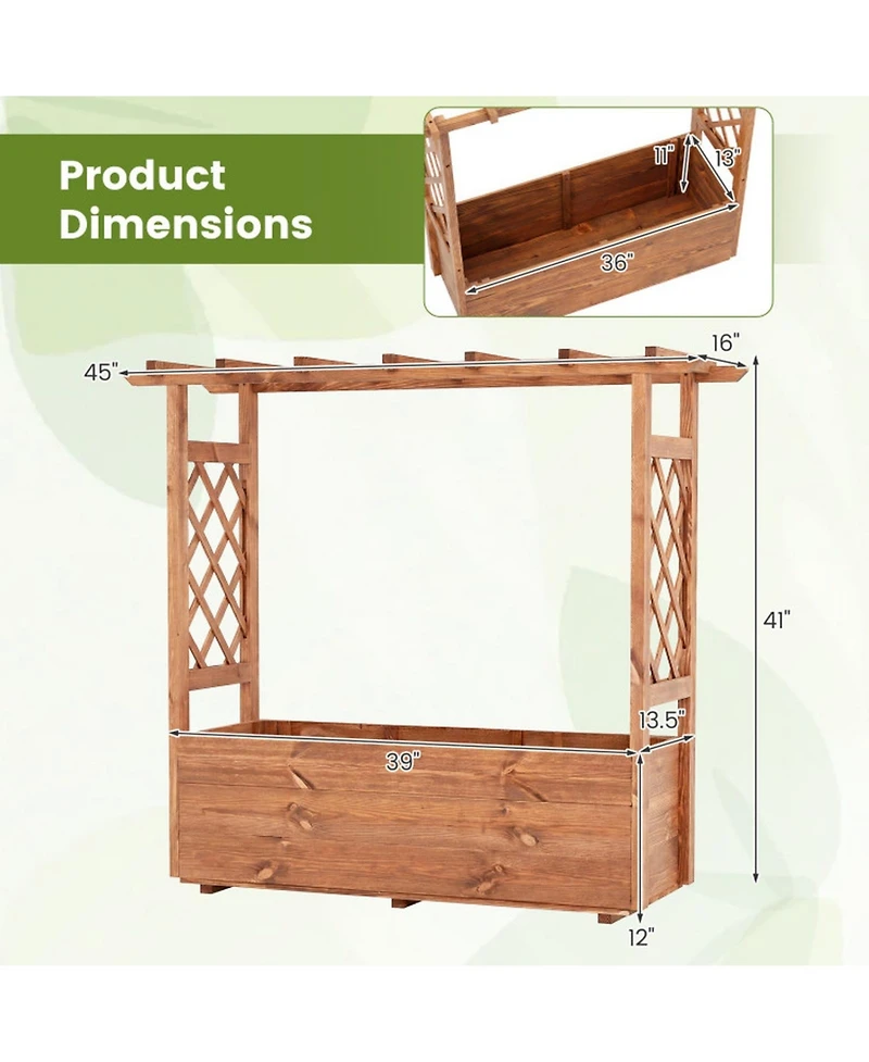 Gouun Wooden Elevated Raised Garden Bed with Hanging Roof for Outdoor Gardening