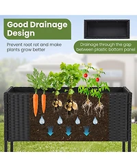 Gouun Elevated Garden Planter with Rattan Finish and Bottom Shelf