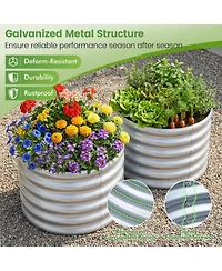 Gouun Round Galvanized Steel Raised Garden Bed with Open-Ended Base Medium