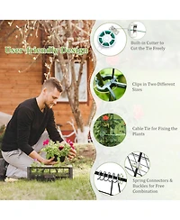 Gouun A-Frame Garden Trellis Set with Ground Stakes Cable Ties and Connectors