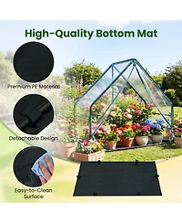 Gouun Mini Greenhouse Metal Frame with Waterproof Bottom Mat and Wind Ropes