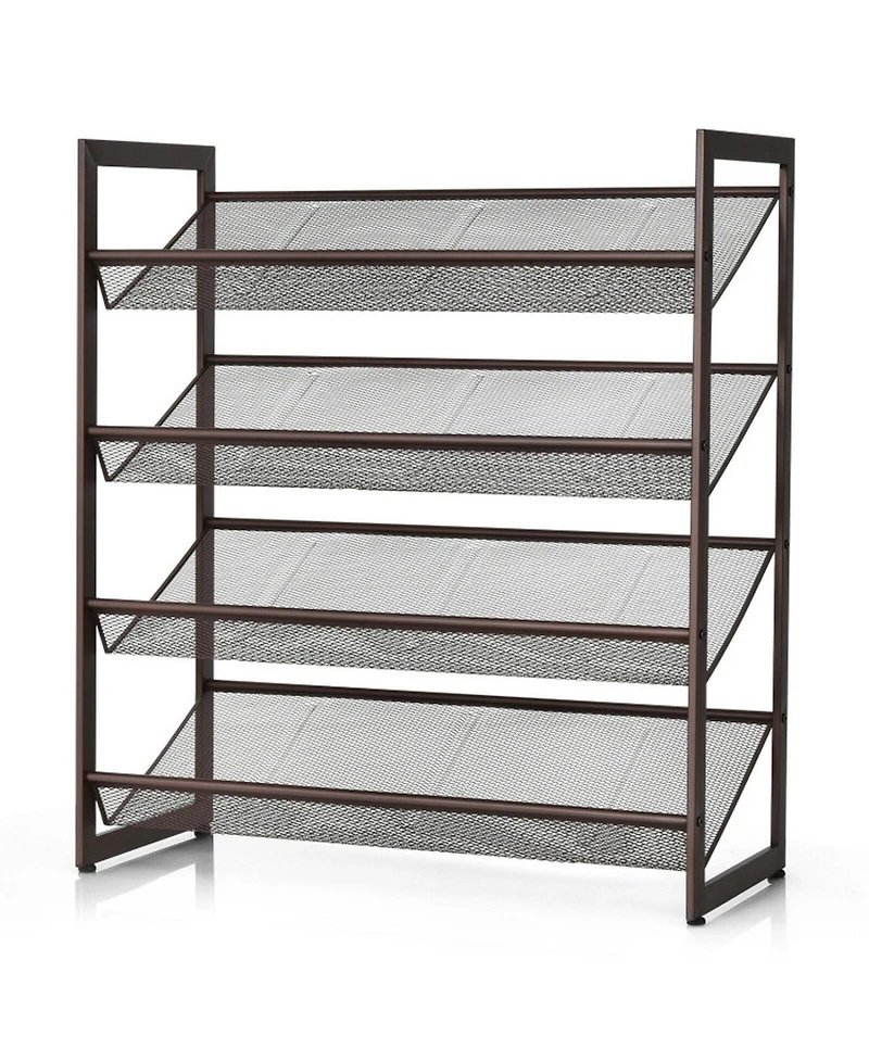 Gouun 4-Tier Metal Shoe Rack with Flat and Slanted Shelves