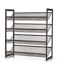 Gouun 4-Tier Metal Shoe Rack with Flat and Slanted Shelves