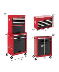 Gouun 6-Drawer Rolling Tool Chest with Heightening Cabinet