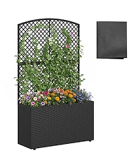 Gouun 49-Inch Raised Garden Bed with Wicker Trellis Planter Box