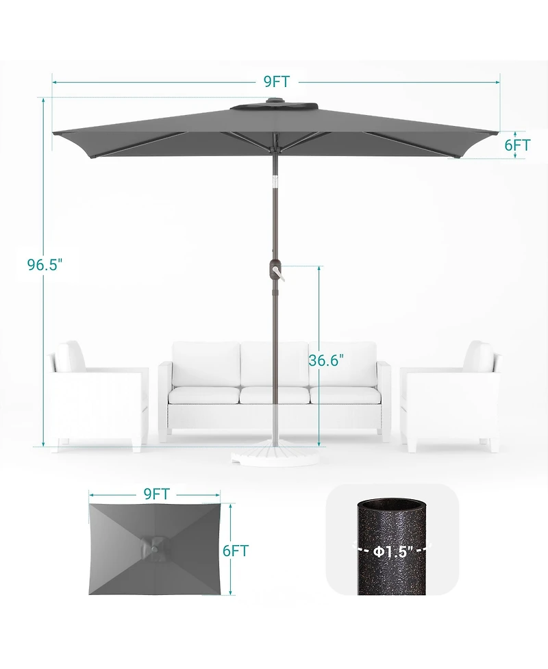 Sonkuki Enhance Your Outdoor Oasis 6x9Feet Rectangular Patio Umbrella - Stylish, Durable, And Sun-Protective!