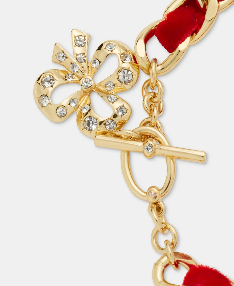 Holiday Lane Red Ribbon Chain Toggle Bracelet, Macy's Exclusive