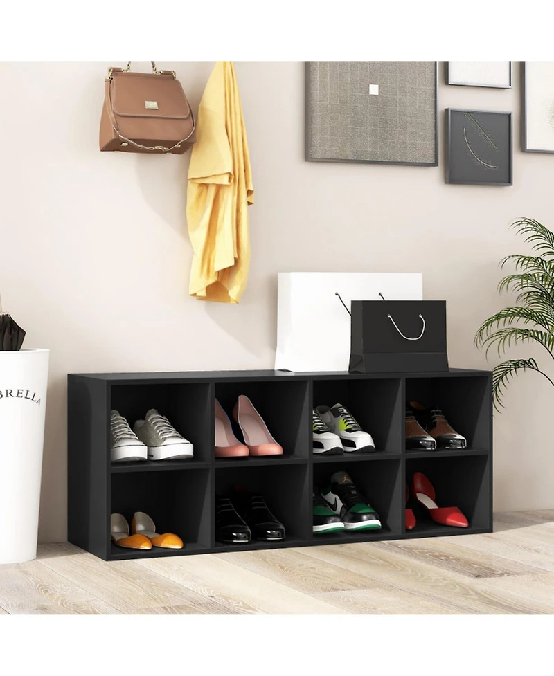 Gouun 8-Cubby Shoe Organizer Storage Bench 500 lbs Entryway Cabinet