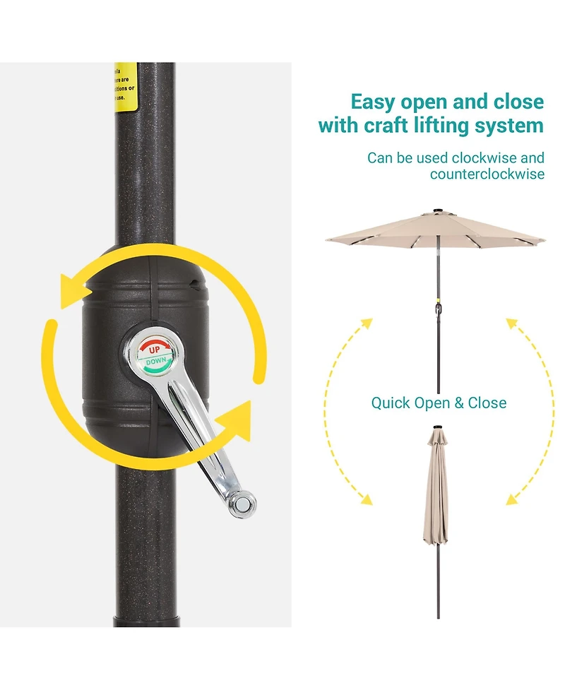 Sonkuki Patio 10Feet Led Market Umbrellas With Solar Lights, Table Umbrella For And Outdoor Tilt Button Deck Pool