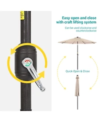 Sonkuki Patio 10Feet Led Market Umbrellas With Solar Lights, Table Umbrella For And Outdoor Tilt Button Deck Pool