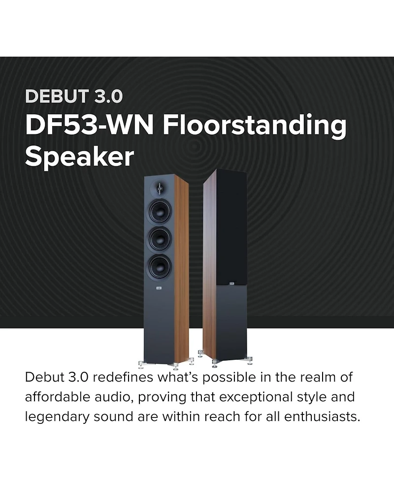 Elac DF53-wn Debut Series 3.0 Three-Way Floorstanding Speaker (Each)