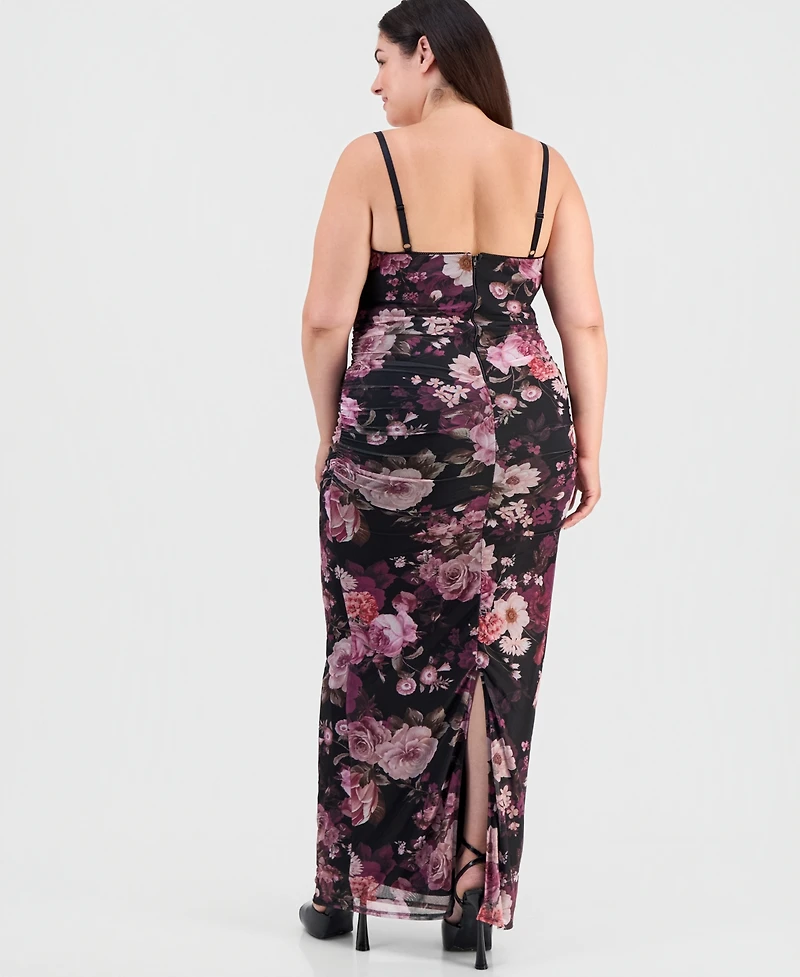 Emerald Sundae Plus Floral Ruched Maxi Dress