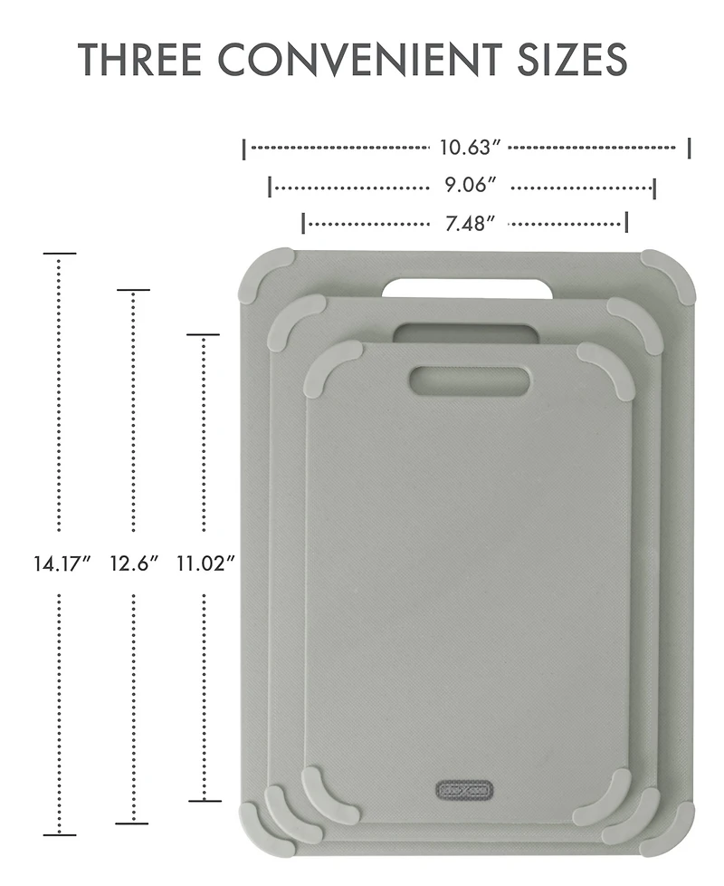Dexas 3-Piece Polypropylene Reversible Cutting Board Set