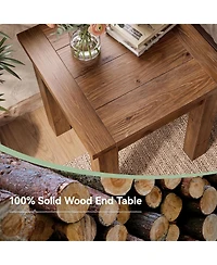 Tribesigns Solid Wood Side Table, Farmhouse Square End Tale with Stable 4 Legs