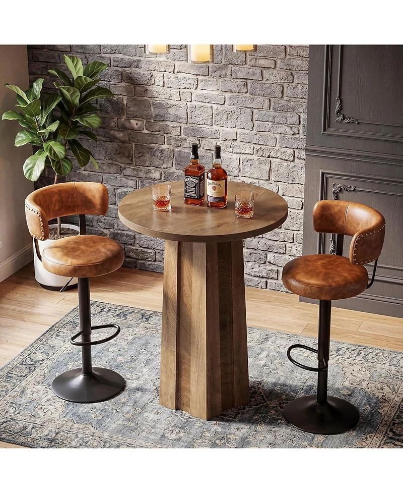Tribesigns Round Bar Table, 35.43-Inch-High Bistro Pub Table with Fluted Base
