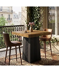 Tribesigns Square Bar Table, 35.4 Inch Height Bistro Pub Table with Fluted Hollow Base