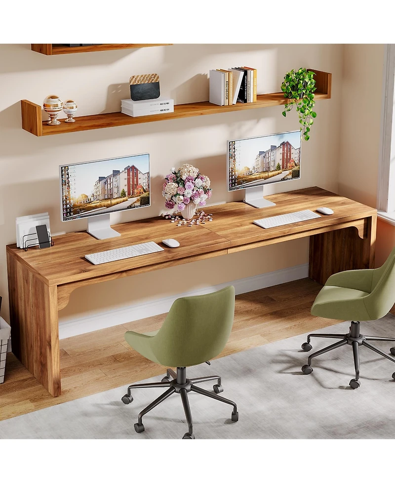 Tribesigns 78.7 Inches Long Computer Desk, Wooden Extra Writing Desk Double Workstation, 2 Person for Home Office