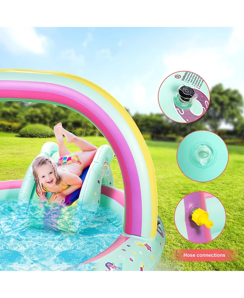 Aofar Inflatable Play Center Pool With Slide Sprinkler Garden