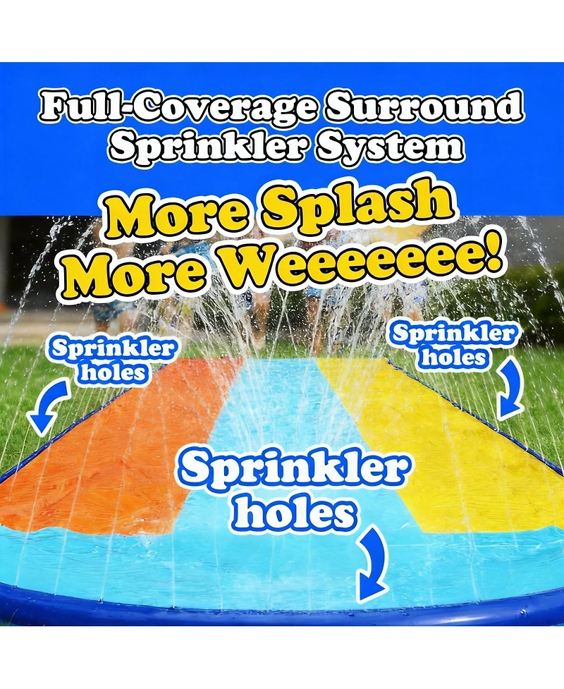 Aofar Water Slip Slide 3 Lane Sprinkler Bodyboards Pvc Outdoor Play