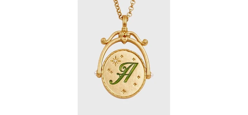Fable England A Initial Anemone Gold Spinner Chain Necklace