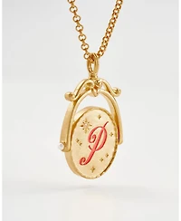 Fable England P Initial Peony Gold Spinner Chain Necklace